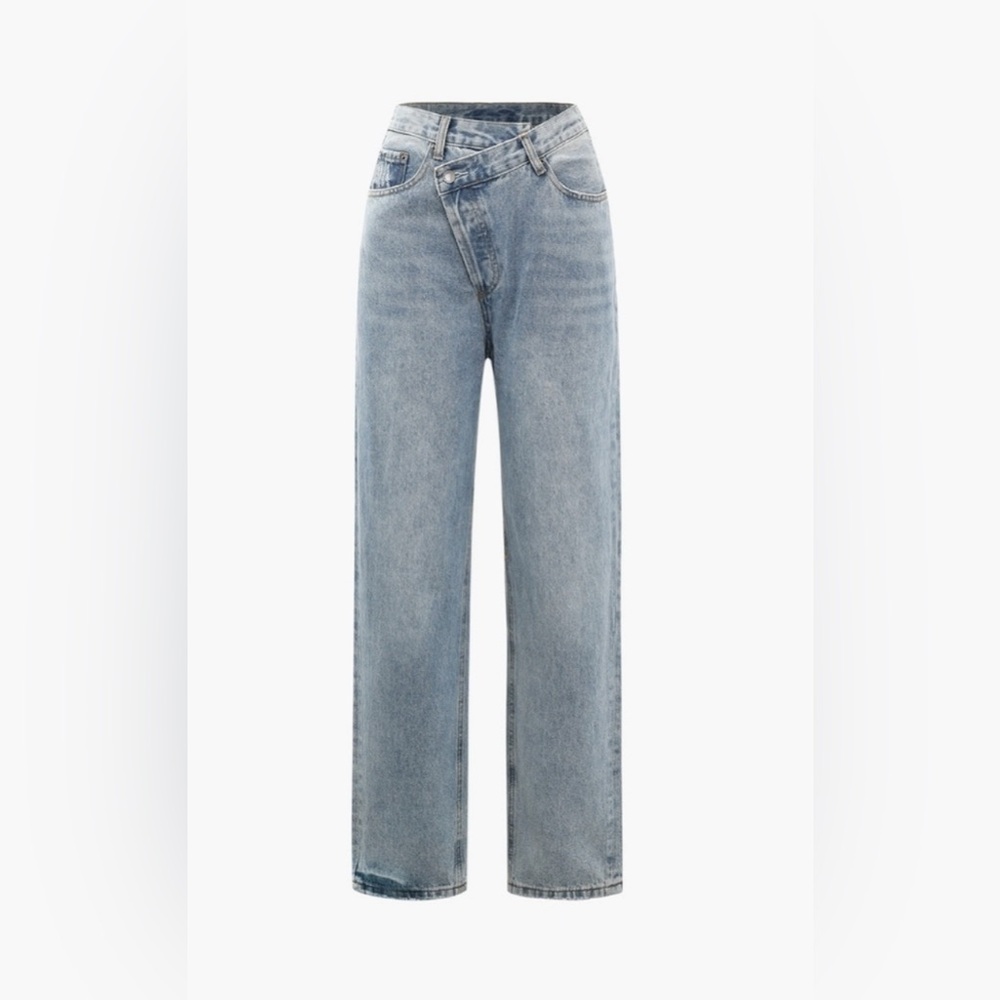 Micas Asymmetrical Light Wash Jeans NWT